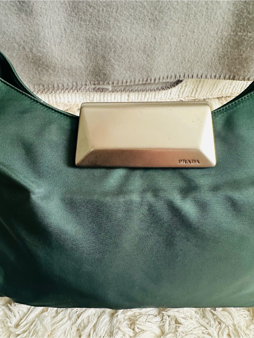 Vintage Prada Dark Green Nylon Shoulder Bag - Picture 6 of 13